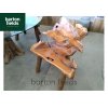 Glass Topped Root Table and Four Chair Dining / Garden Table Set - Made from Reclaimed Teak
