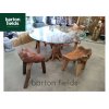 Glass Topped Root Table and Four Chair Dining / Garden Table Set - Made from Reclaimed Teak