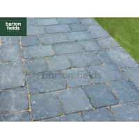 Tumbled 50mm 2 Size Block Paving, Charcoal - Pack 8.35m2  