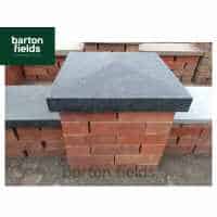 Black Pier Caps: Natural Granite 48cm x 48cm Pier Cap in Emperor Black - for 2 Brick Pillar