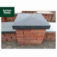 Black Pier Caps: Natural Granite 48cm x 48cm Pier Cap in Emperor Black - for 2 Brick Pillar
