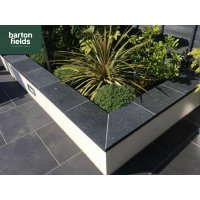 Black Wall Copings: Natural Granite Flat Double Coping Stone in Emperor Black - 600mm x 300mm x 40mm
