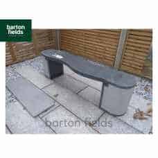 Natural Granite Curved Garden Bench in Dark Granite - 1500mm 