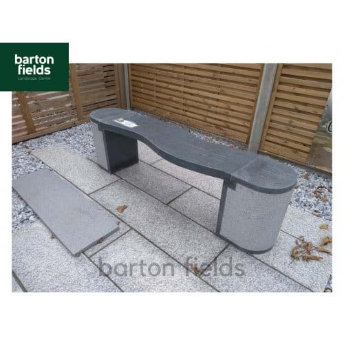 Natural Granite Curved Garden Bench in Dark Granite - 1500mm