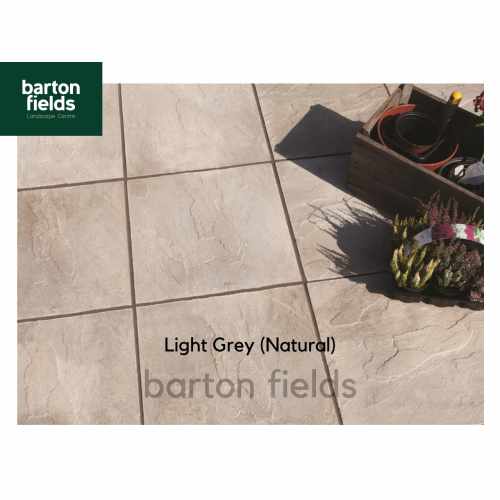 Bradstone Peak Riven Paving Slabs in Light Grey. Slight Seconds 450x450mm Slabs - Pack (40)