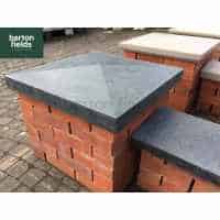 Black Pier Caps: Natural Granite 60cm x 60cm Pier Cap in Emperor Black - for 2 1/2 Brick Pillar