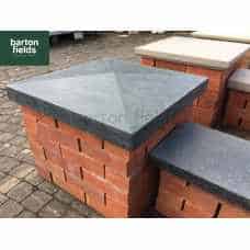 Black Pier Caps: Natural Granite 60cm x 60cm Pier Cap in Emperor Black - for 2 1/2 Brick Pillar