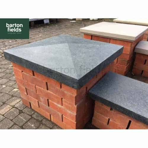 Black Pier Caps: Natural Granite 60cm x 60cm Pier Cap in Emperor Black - for 2 1/2 Brick Pillar