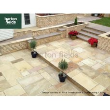 Natural Sandstone 4 Mixed Size Paving in Sahara Buff : Sold Per Square Metre (m2)