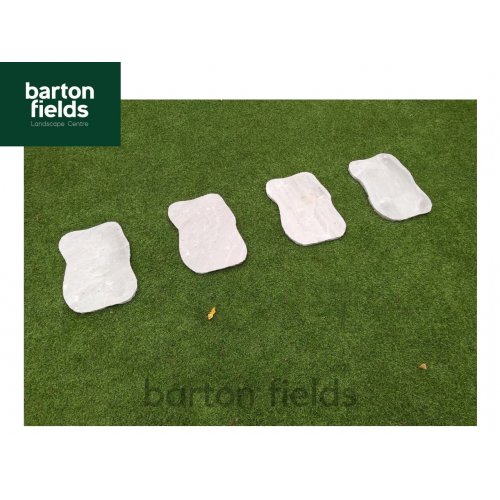 Natural Stone Paving, Sandstone. Random Shaped Stepping Stones - Silver Mist