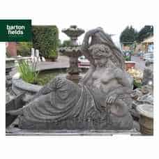 Reclining Lady Natural Aged Sandstone Garden Statue - 1400mm Wide x 1150mm High