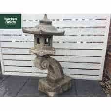 Large Curved Oriental Lantern in Old Stone Finish