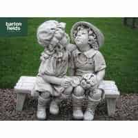 Boy & Girl Kissing On A Bench, Garden Statue