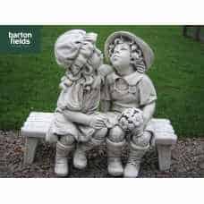 Boy & Girl Kissing On A Bench, Garden Statue