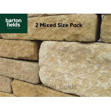 Tumbled Garden Walling Stone, 2 Size Walling Project Pack in Cotswold Buff Colour - Pack 5.2m2