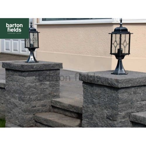 Graphite Granite Effect Reconstituted Garden Walling Pier Cap - 55x55x7.5cm