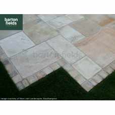 Natural Sandstone Paving Cobbles in Sahara Colour - 100x100x40-60mm